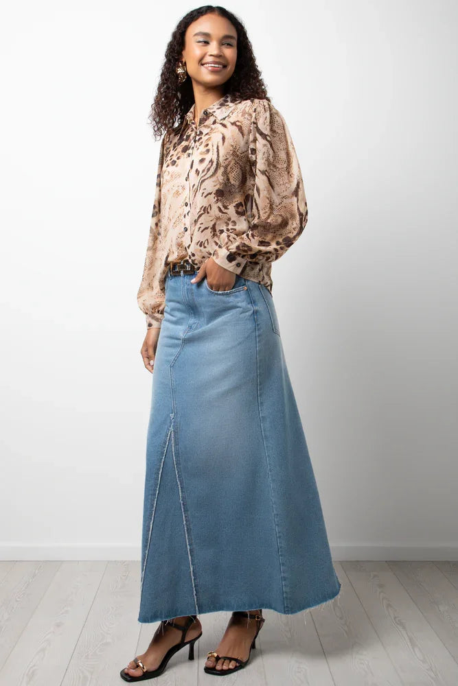 Long Sleeve Chiffon Puff Sleeve Blouse Natural (1)