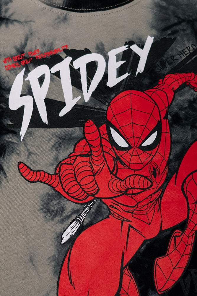 Spider-Man Tie Dye T-Shirt Grey