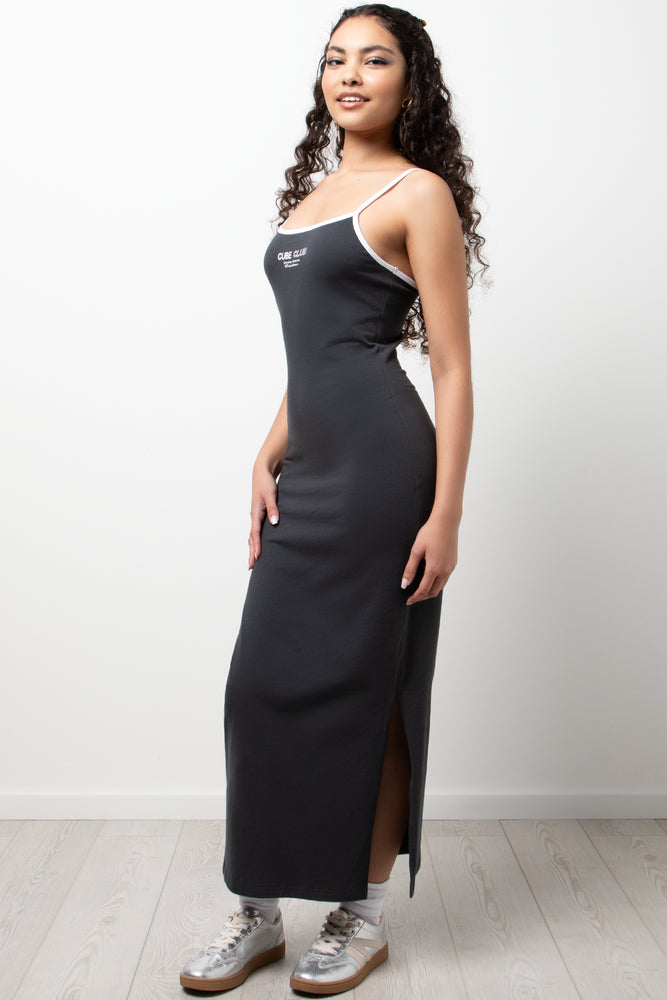 Strappy Bodycon Dress Dark Grey (1)