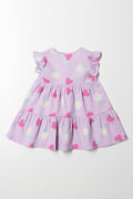 Button Through Tiered Dress Purple (2)