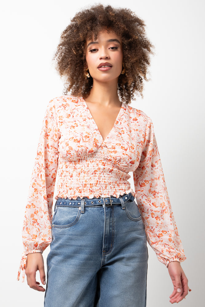 Floral Long Sleeve Blouse Pink