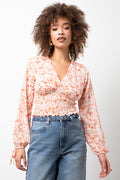 Floral Long Sleeve Blouse Pink