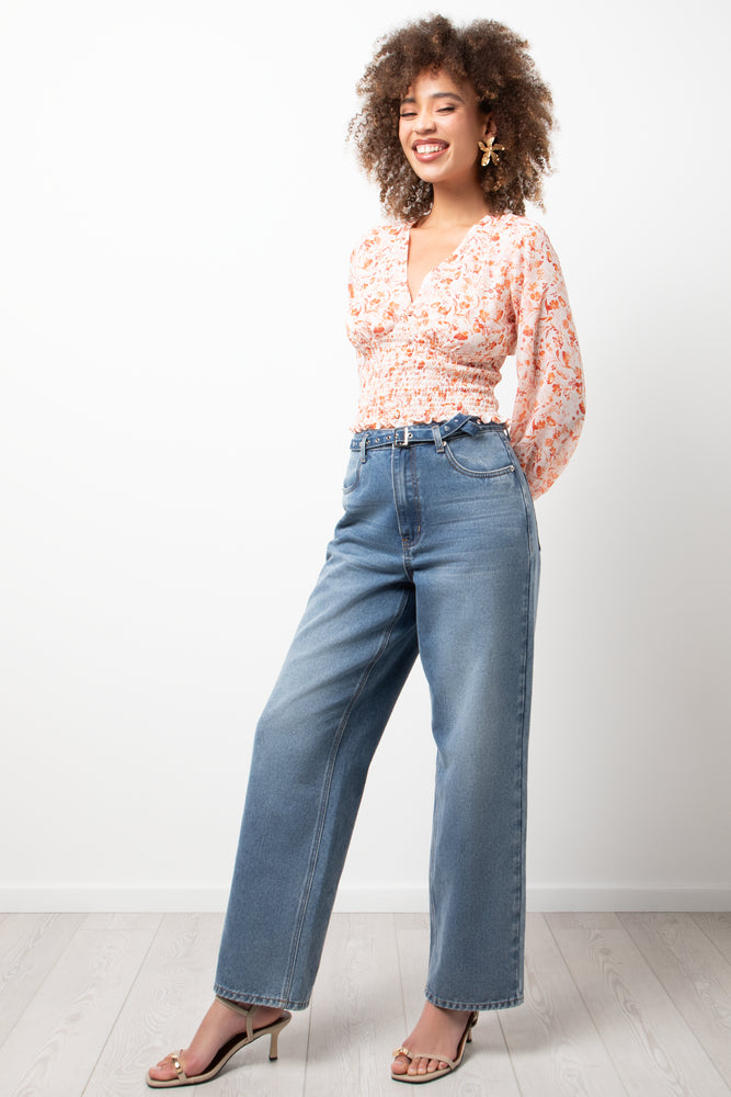 Floral Long Sleeve Blouse Pink