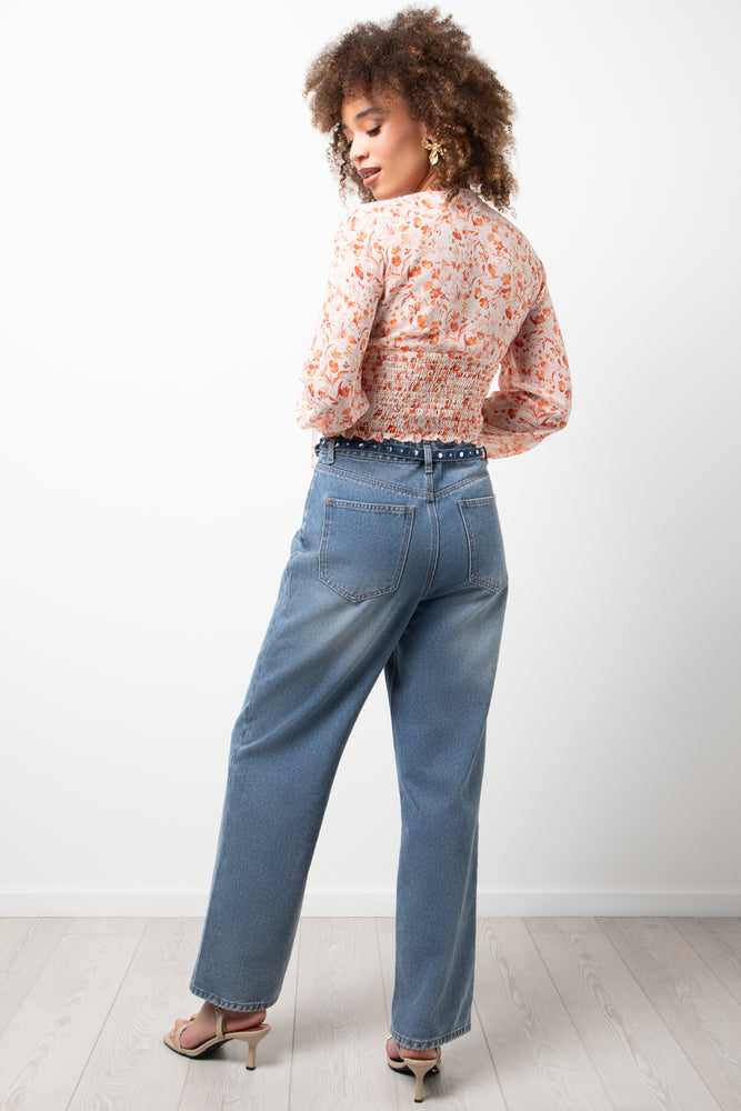 Floral Long Sleeve Blouse Pink (2)