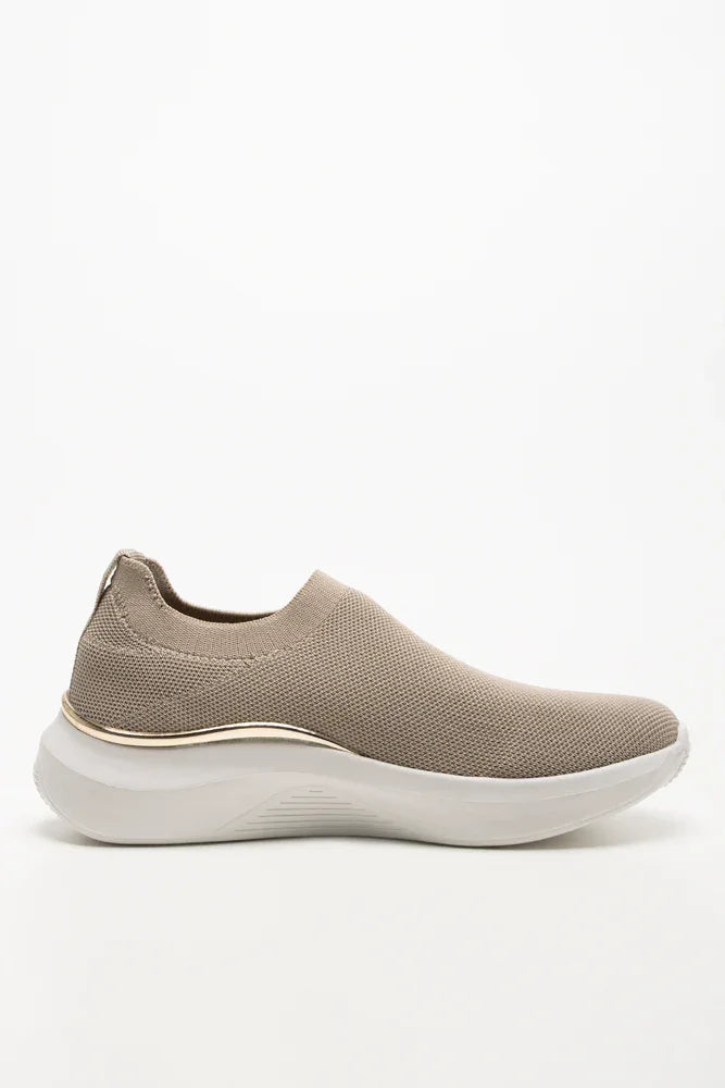Knit Trainer With Metal Trim Natural