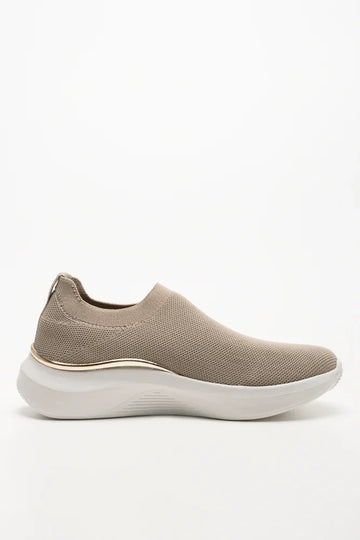 Knit Trainer With Metal Trim Natural