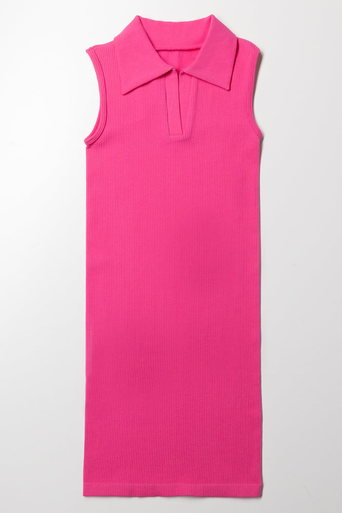 Collar Seamless Dress Pink