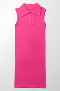 Collar Seamless Dress Pink