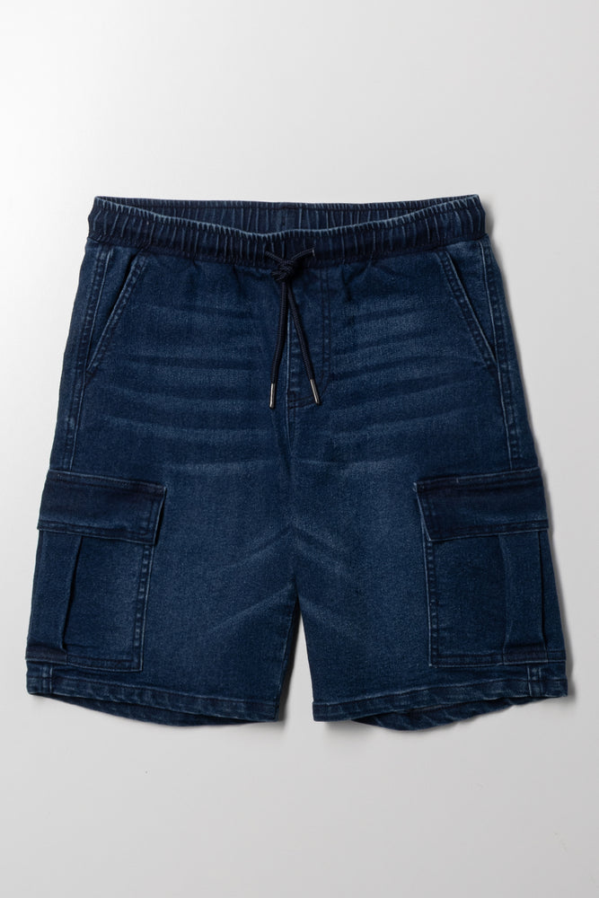 Cargo Denim Shorts Blue