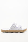 Double Buckle Sandals White (1)
