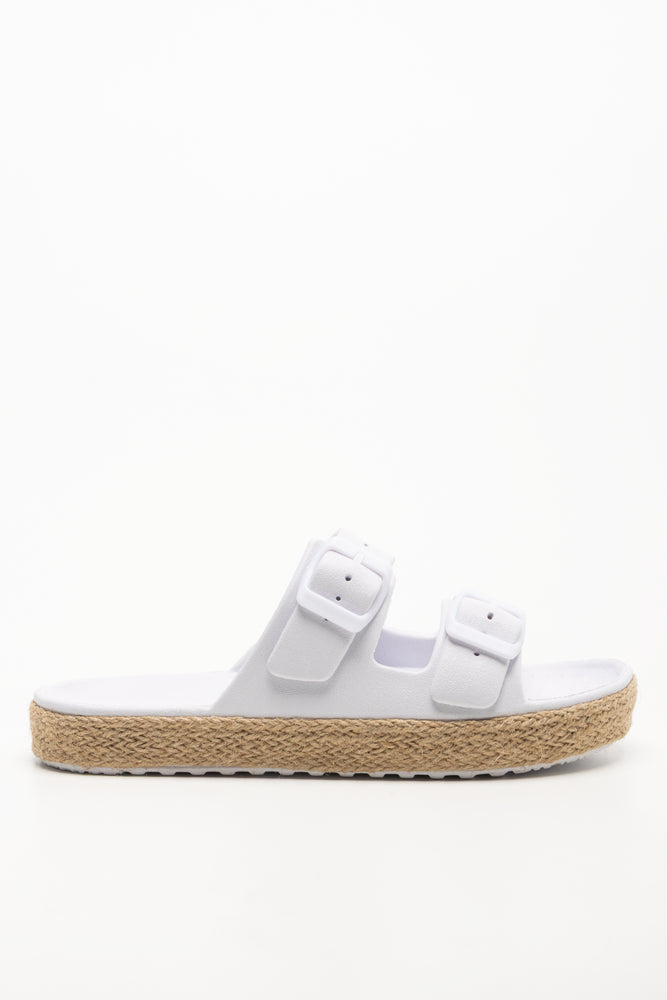 Double Buckle Sandals White (1)