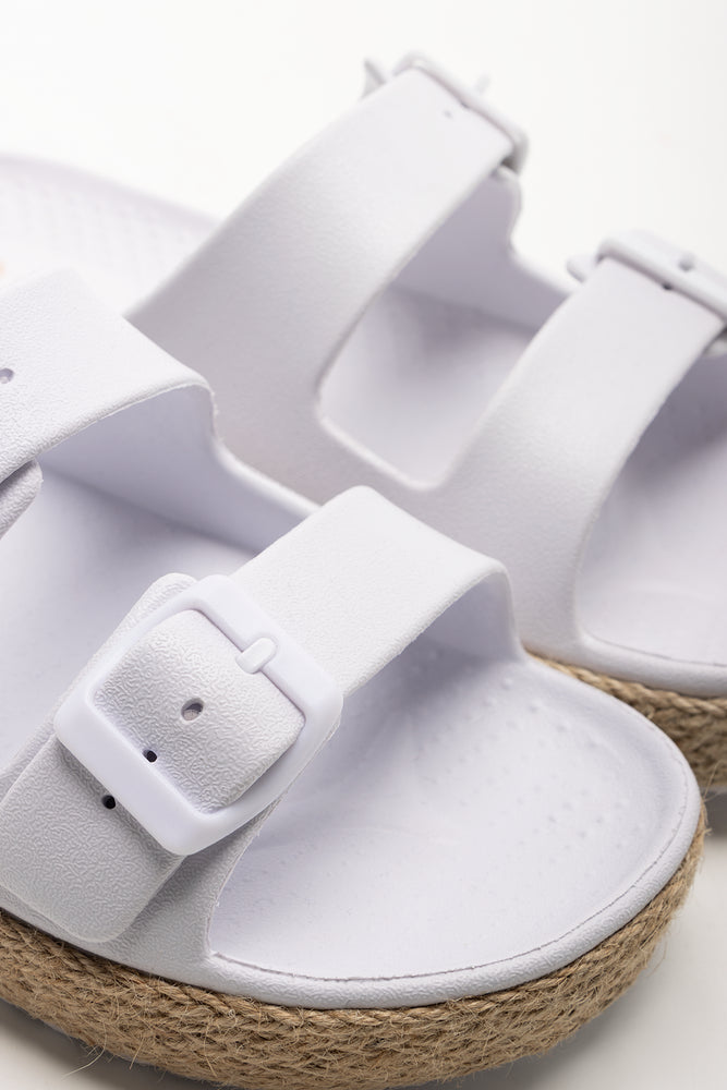 Double Buckle Sandals White (2)