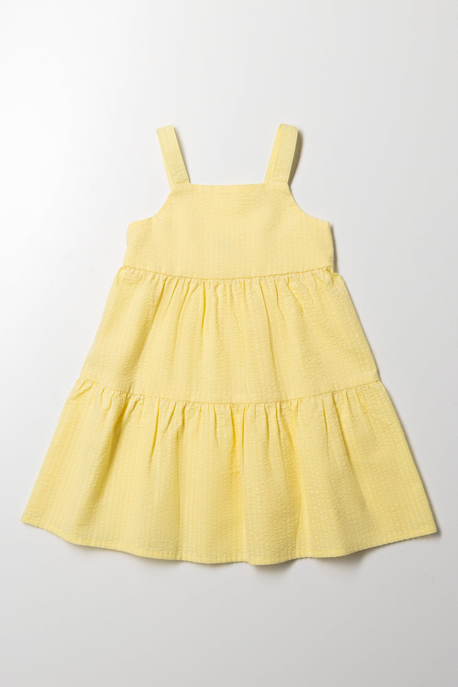 Textured Tiered Dress Yellow