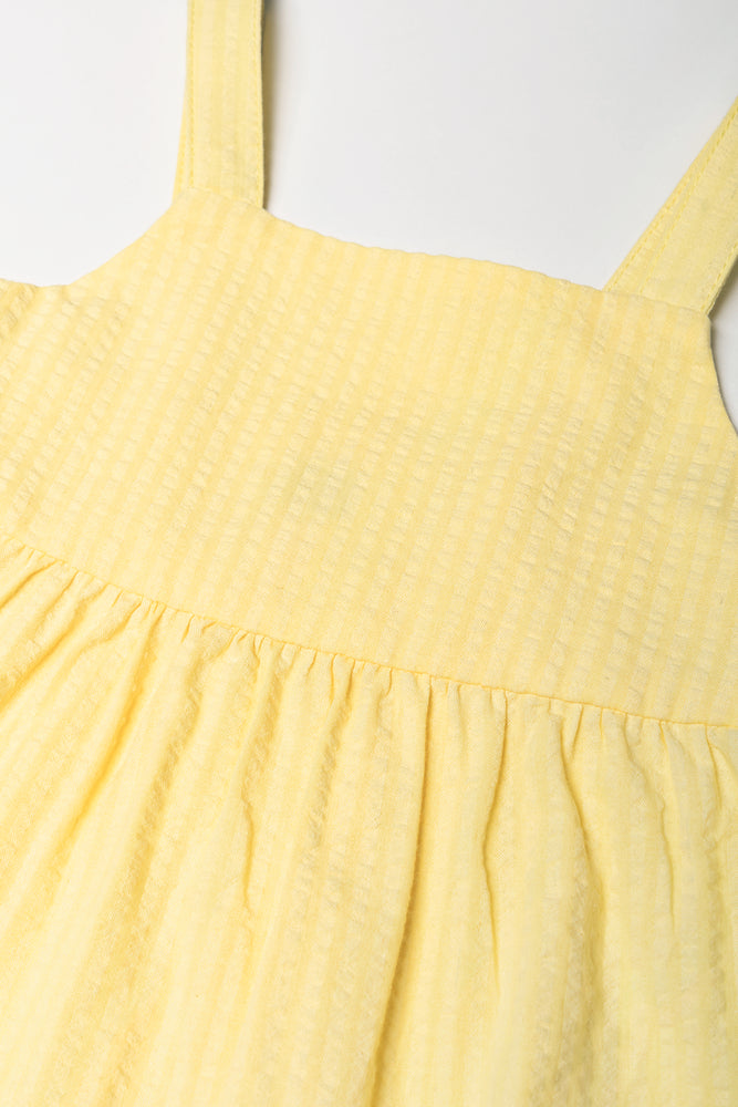 Textured Tiered Dress Yellow