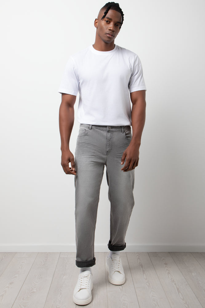 Straight Leg Denim Jeans Grey