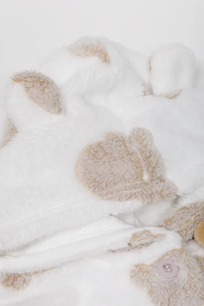 Embossed Bear Gown With Toy Natural (2)