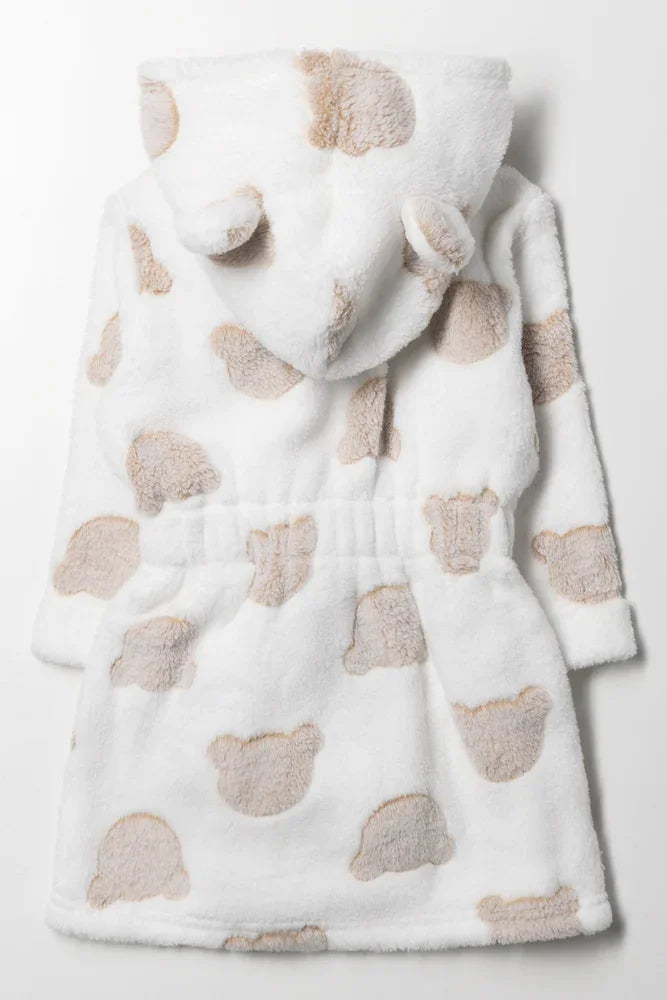 Embossed Bear Gown With Toy Natural (3)