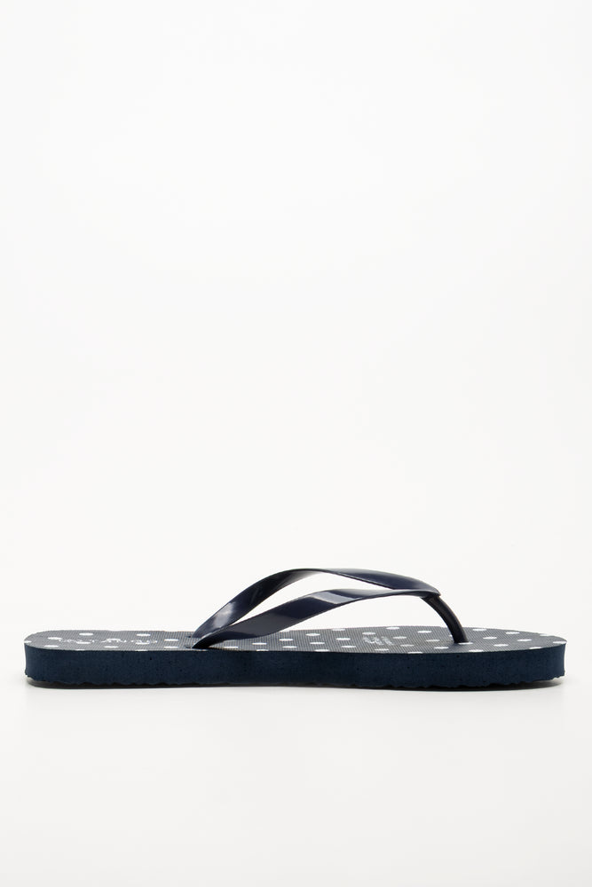 Polka Dot Flip Flops Navy