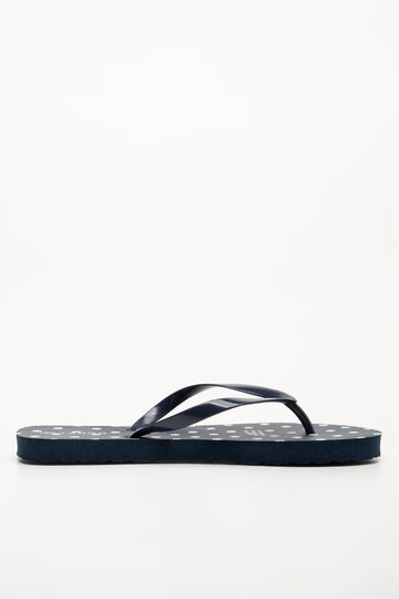 Polka Dot Flip Flops Navy