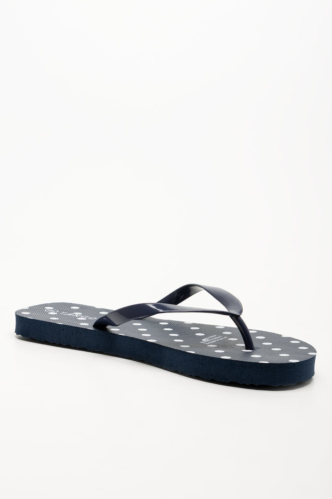Polka Dot Flip Flops Navy (1)