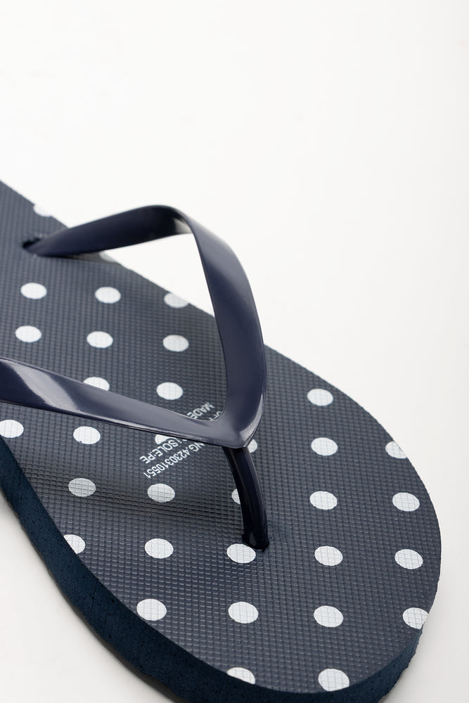 Polka Dot Flip Flops Navy (2)