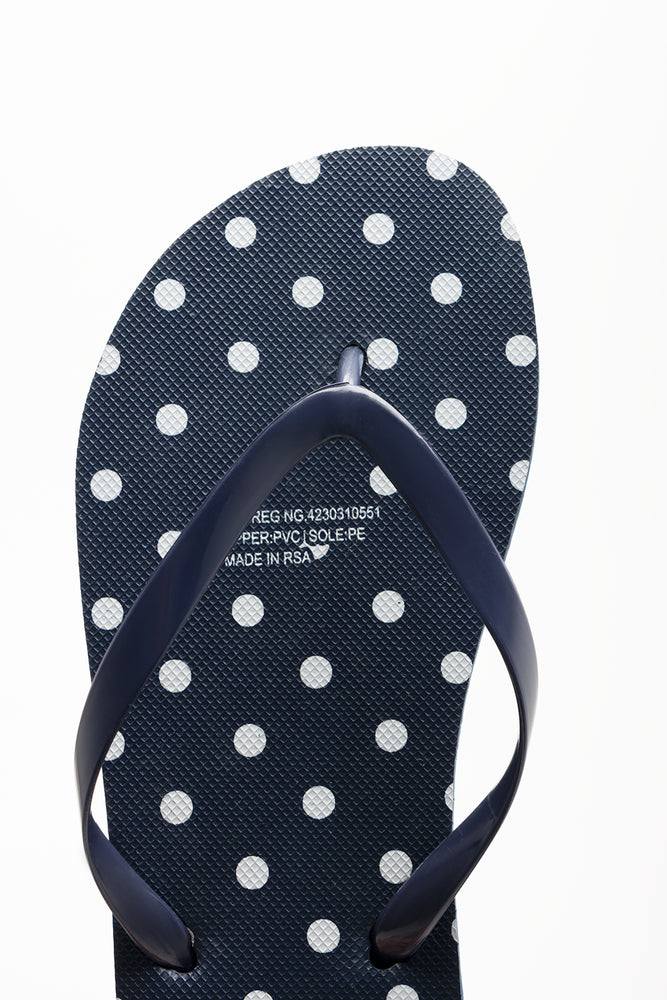 Polka Dot Flip Flops Navy (4)