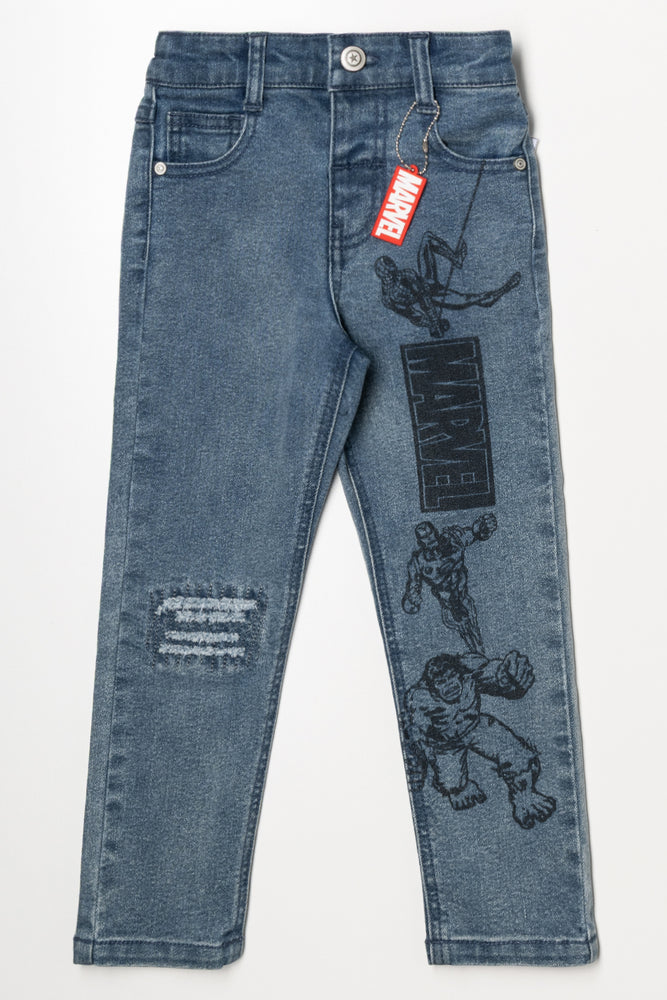 Marble Wash Skinny Denim Avengers Dark Blue