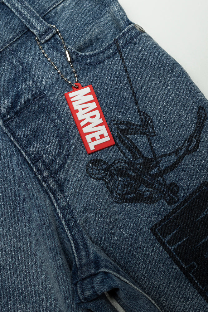 Marble Wash Skinny Denim Avengers Dark Blue