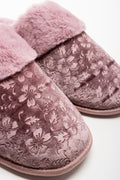 Embossed Velvet Slippers Pink (2)