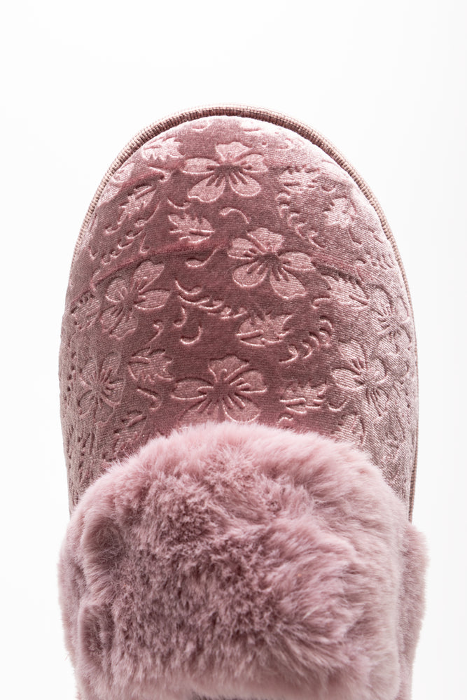 Embossed Velvet Slippers Pink (4)