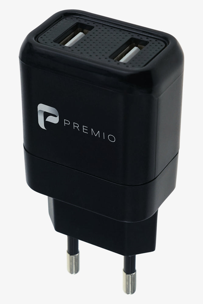 Premio 2.4 Amp Dual Wall Charger Black (1)