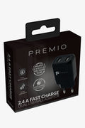 Premio 2.4 Amp Dual Wall Charger Black (2)