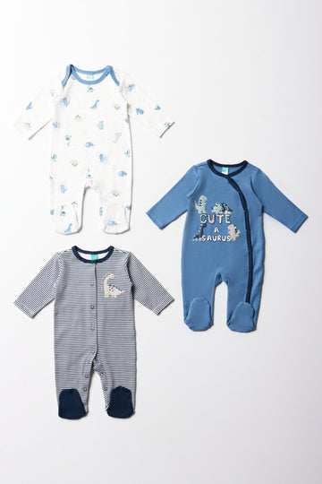 3 Pack Babygrows Blue