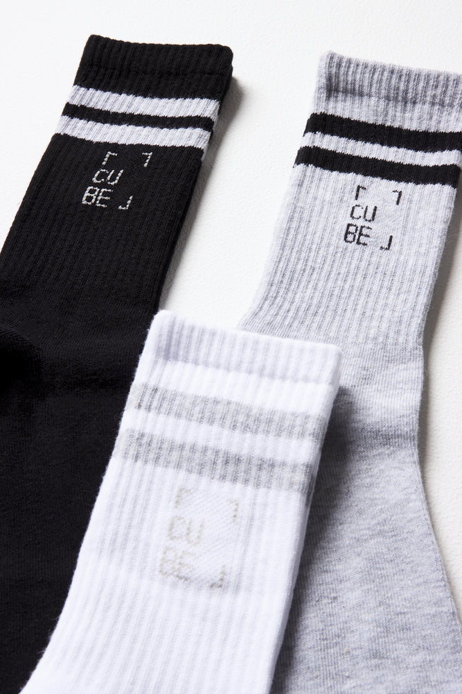 3 Pack Socks Black, Grey And White (1)