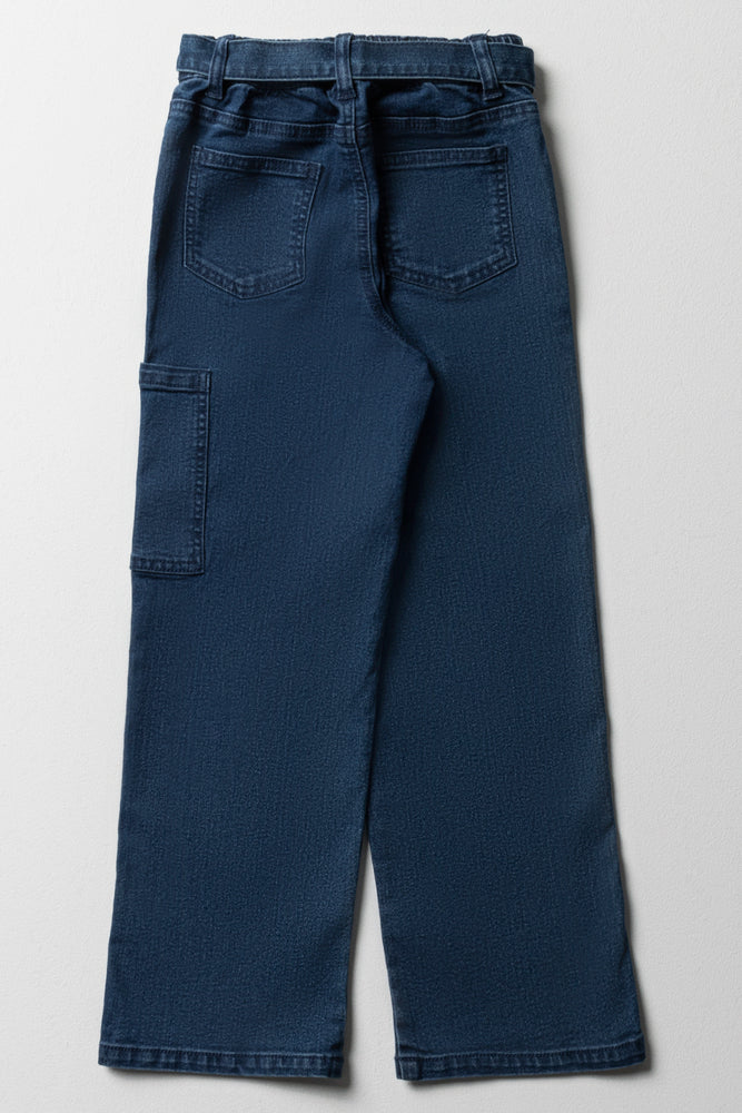Utility Belted Denim Jeans Blue (2)