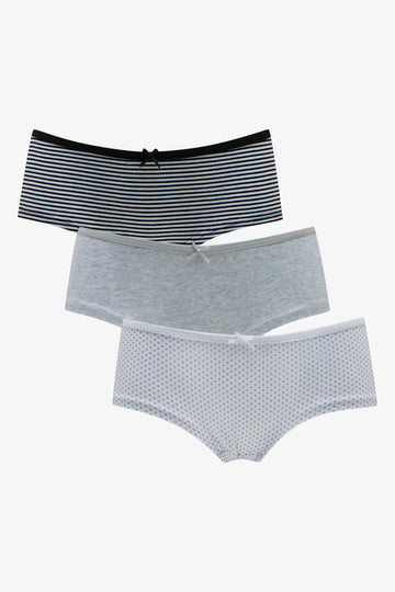 3 Pack Stripe Boylegs Black & Grey
