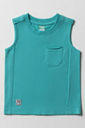 Sleeveless Vest With Pocket Blue