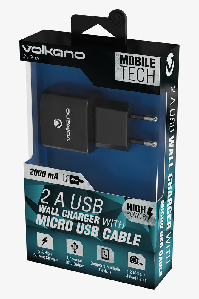 Volkano Volt M 2A Usb Wall Charger Musb Black (2)