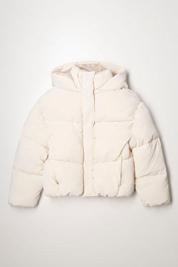 Hooded Puffer Jacket Cream
