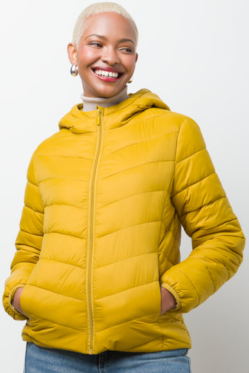 Hooded Puffer Jacket Yellow