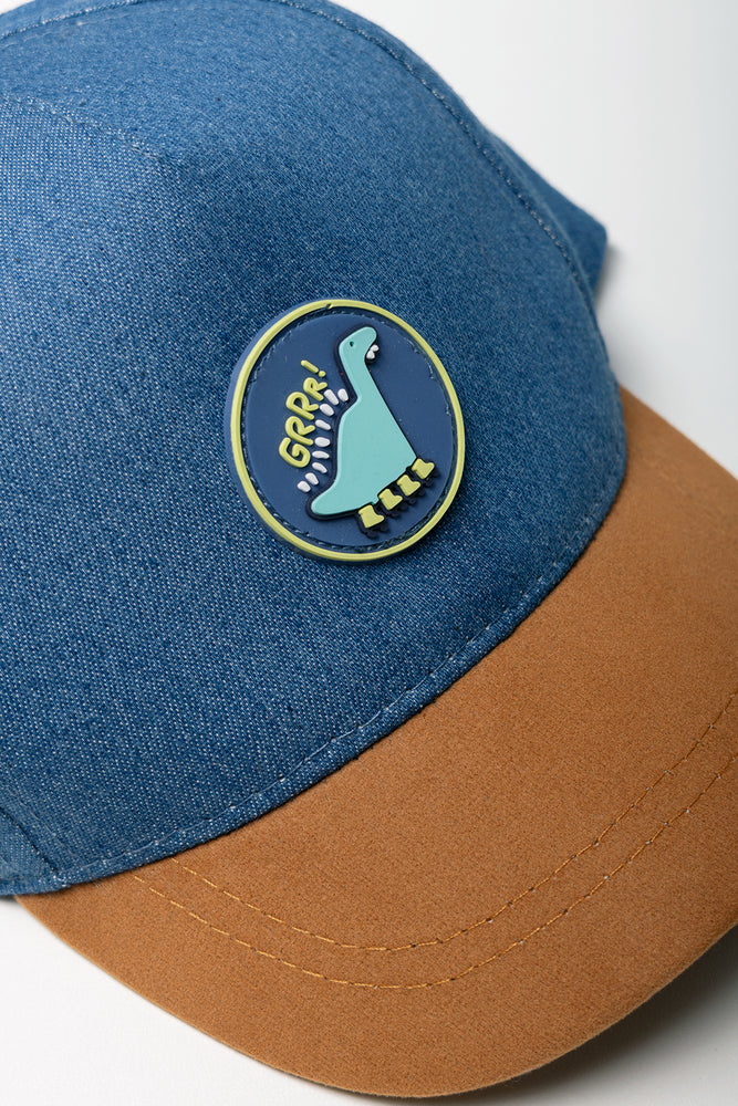 Dinosaur Badge Denim Peak Cap Blue (1)