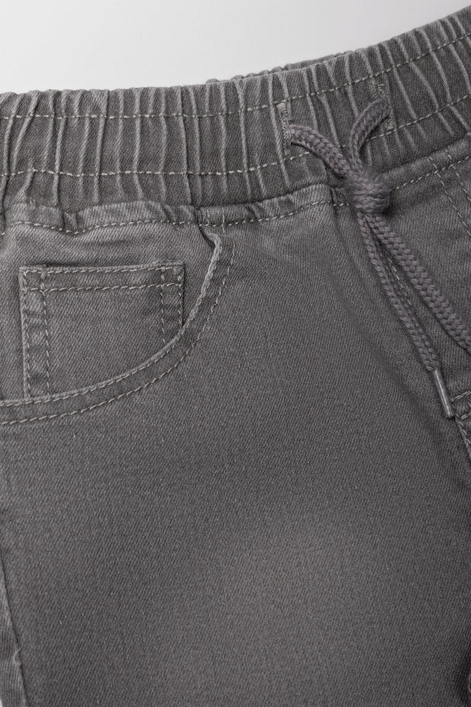 Denim Pull On Shorts Grey