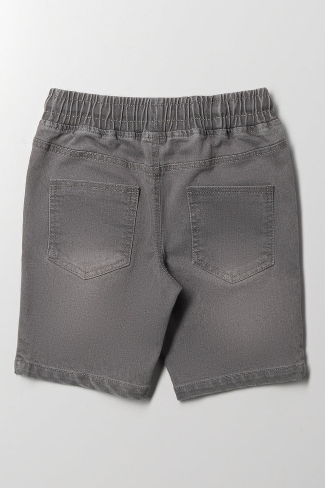 Denim Pull On Shorts Grey (2)