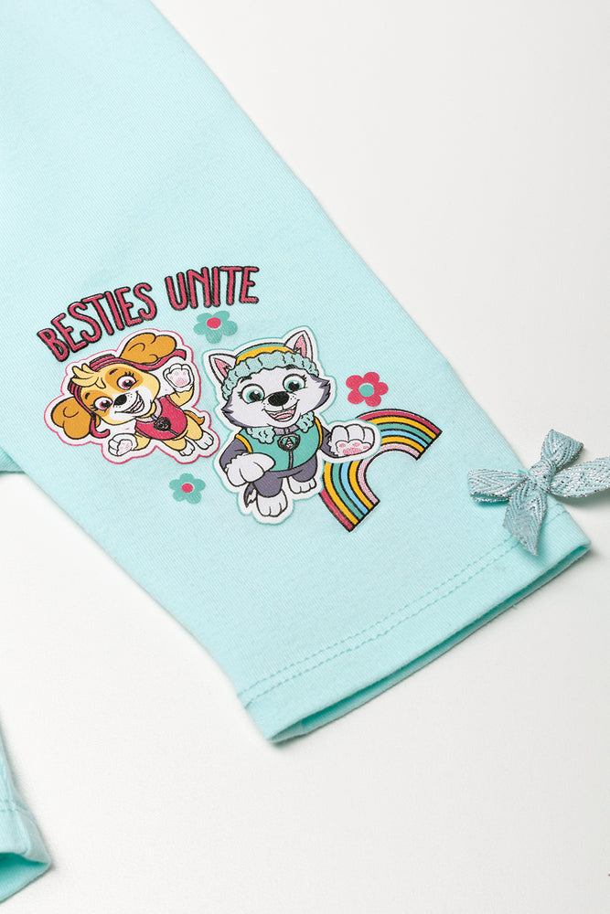 Paw Patrol 2 Pack Cropped Leggings White And Blue (1)