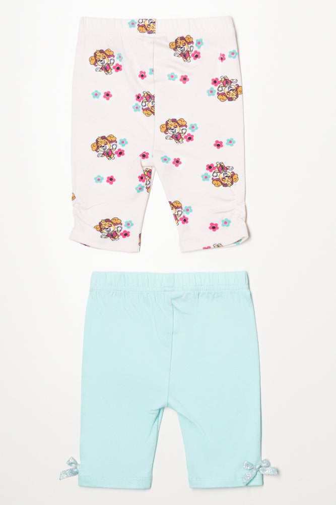 Paw Patrol 2 Pack Cropped Leggings White And Blue (3)