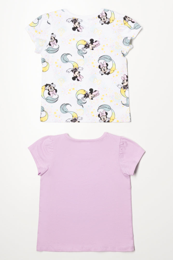 Minnie Mouse 2 Pack Short Sleeve T-Shirt White And Pink (3)