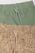 2 Pack Woven Shorts Green And Natural (1)