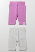 2 Pack Cropped Leggings Lilac And Grey