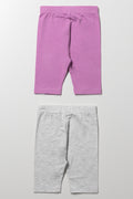 2 Pack Cropped Leggings Lilac And Grey (2)