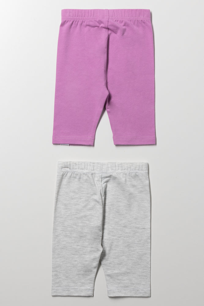 2 Pack Cropped Leggings Lilac And Grey (2)